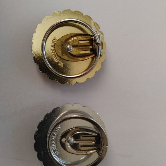 Vintage Scarf Clips (2) (Gold & Silver Tones) Stamped with W. Germany - Picture 4 of 7